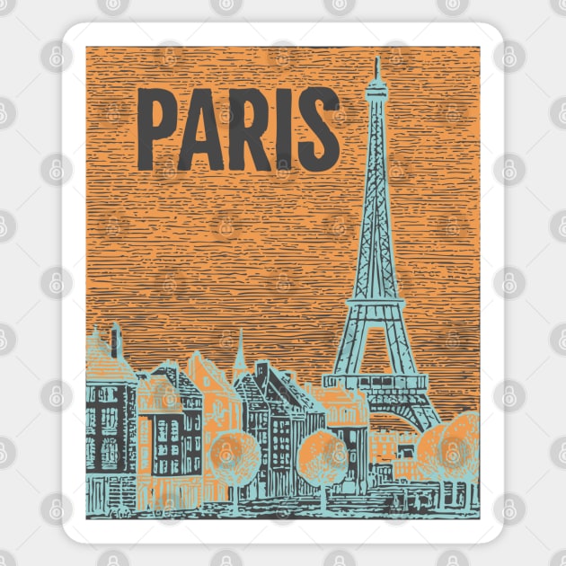 Vintage Paris Eiffel Tower Sketch Art Sticker by TuncGK